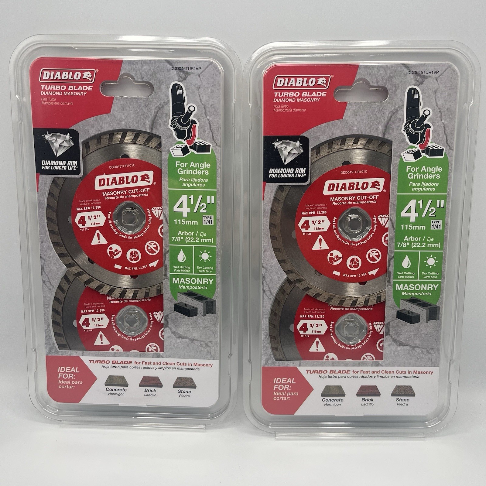 DIABLO 2 Two Packs 4-1/2 in. Turbo Rim Masonry Diamond Cut Off Blade new