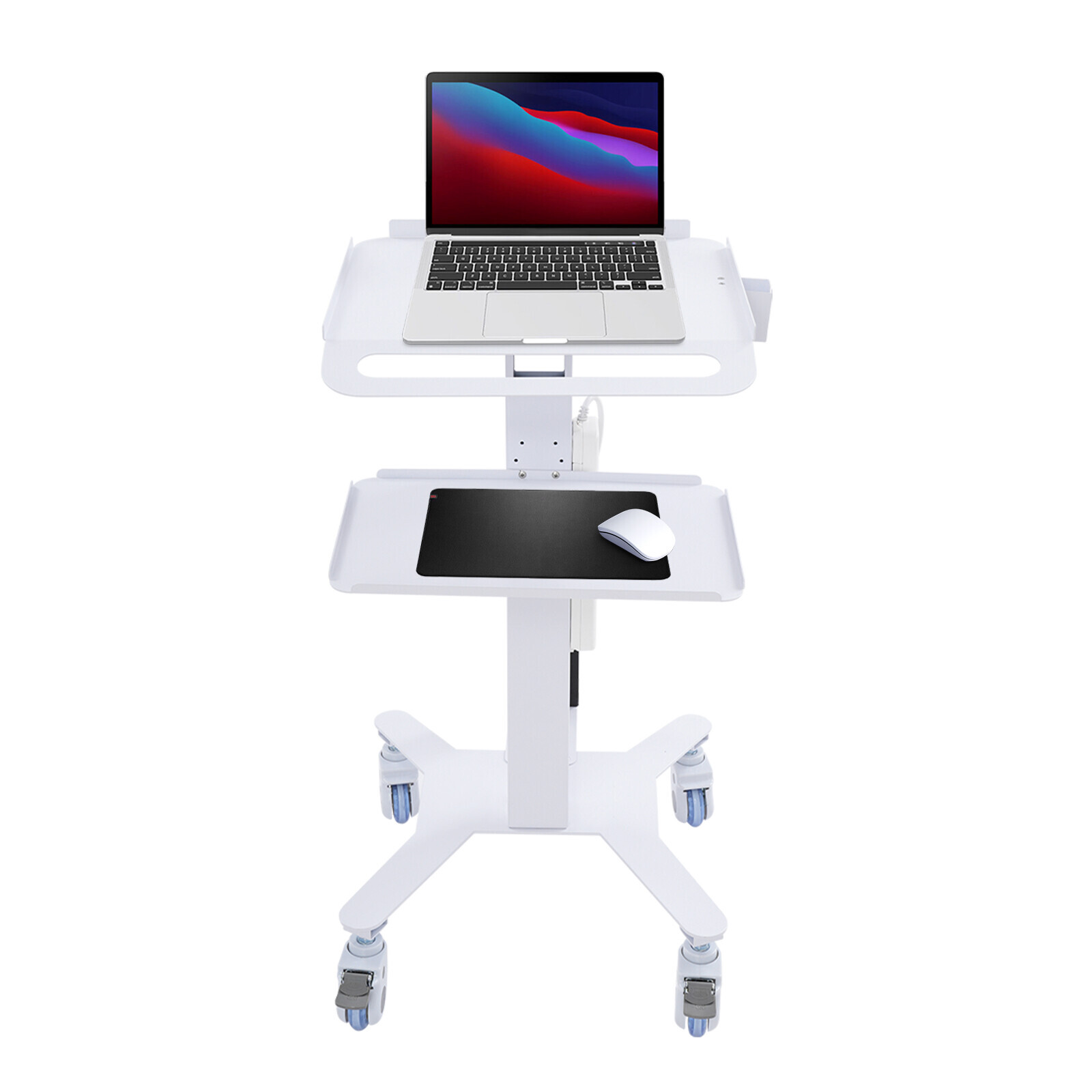 Adjustable Rolling Computer Cart, Mobile Standing Workstation, Mobile Cart