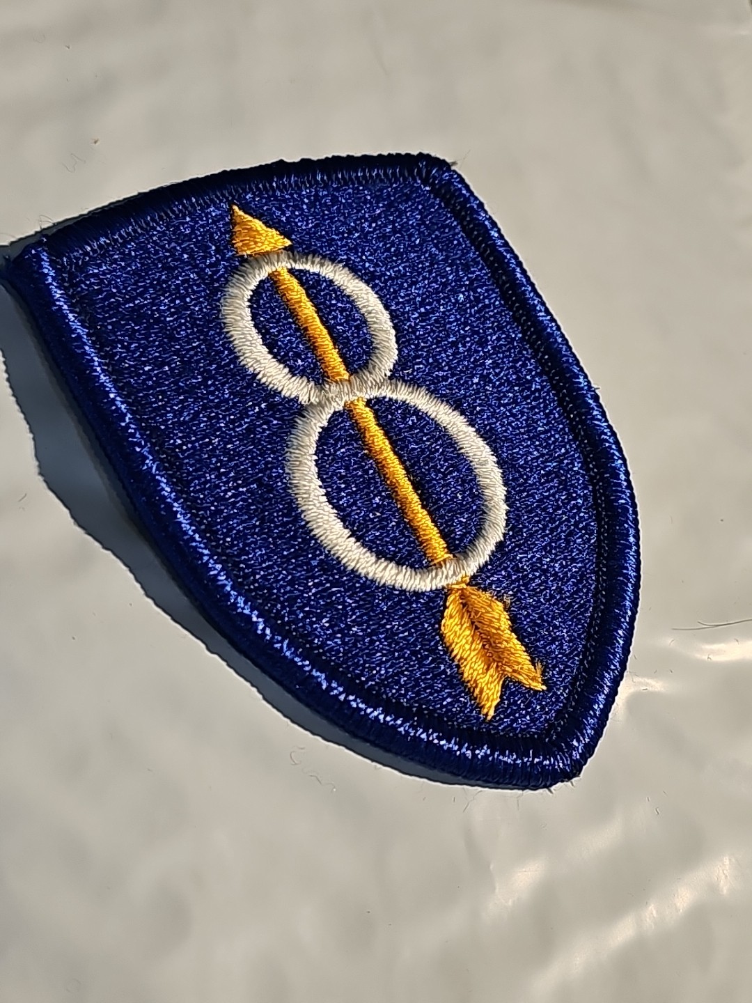 US Army 8th Infantry Iron On Patch Embroidered Blue Border New