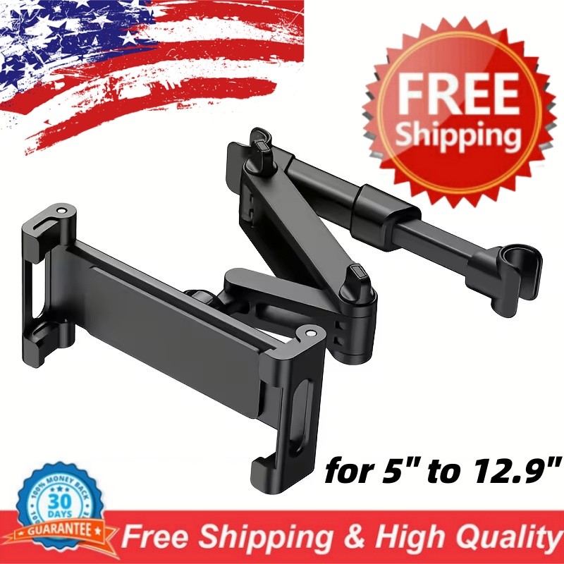 Car Headrest Tablet Holder – Adjustable Mount for 5" to 12.9" Phones & Tablets