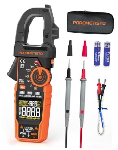 Inrush Clamp Meter with Flashlight,Clamp Multimeter,T-RMS 6000 Counts 600A CM06