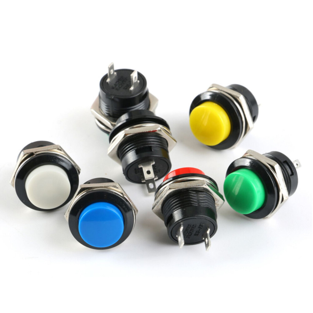 Switch Push Button Round 16mm Momentary Red Green Blue Yellow Black White Green