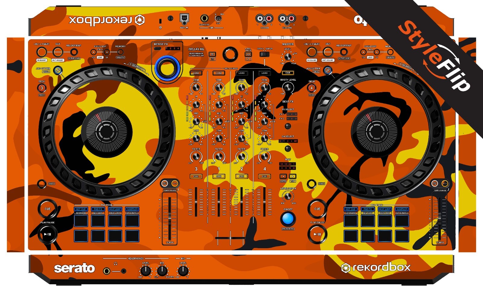 Pioneer DDJ-FLX6 GT Skin | Camo Orange | Protective Decal | StyleFlip Skins