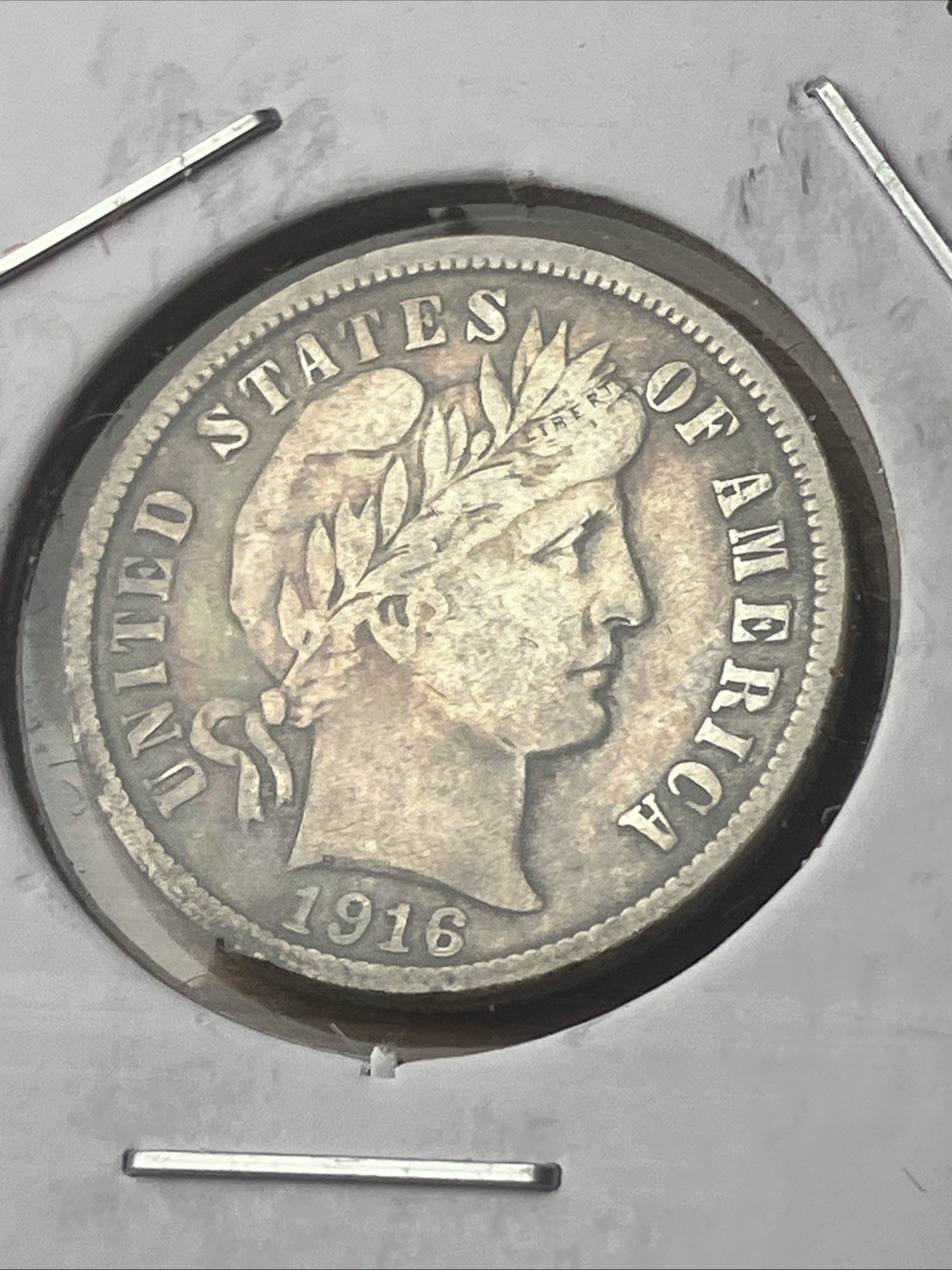 1916 Barber Dime Toned