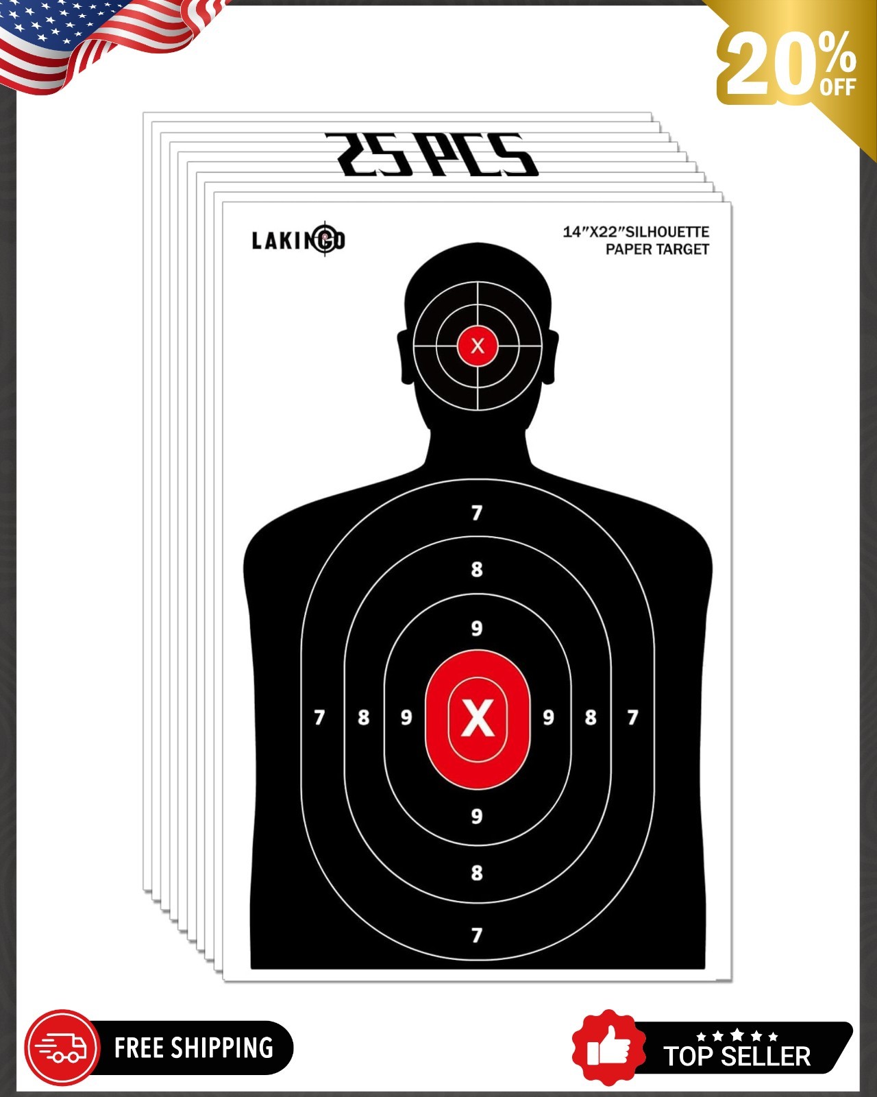 25 pcs Silhouette Paper Target for The Range, 14X22 inch Target Paper