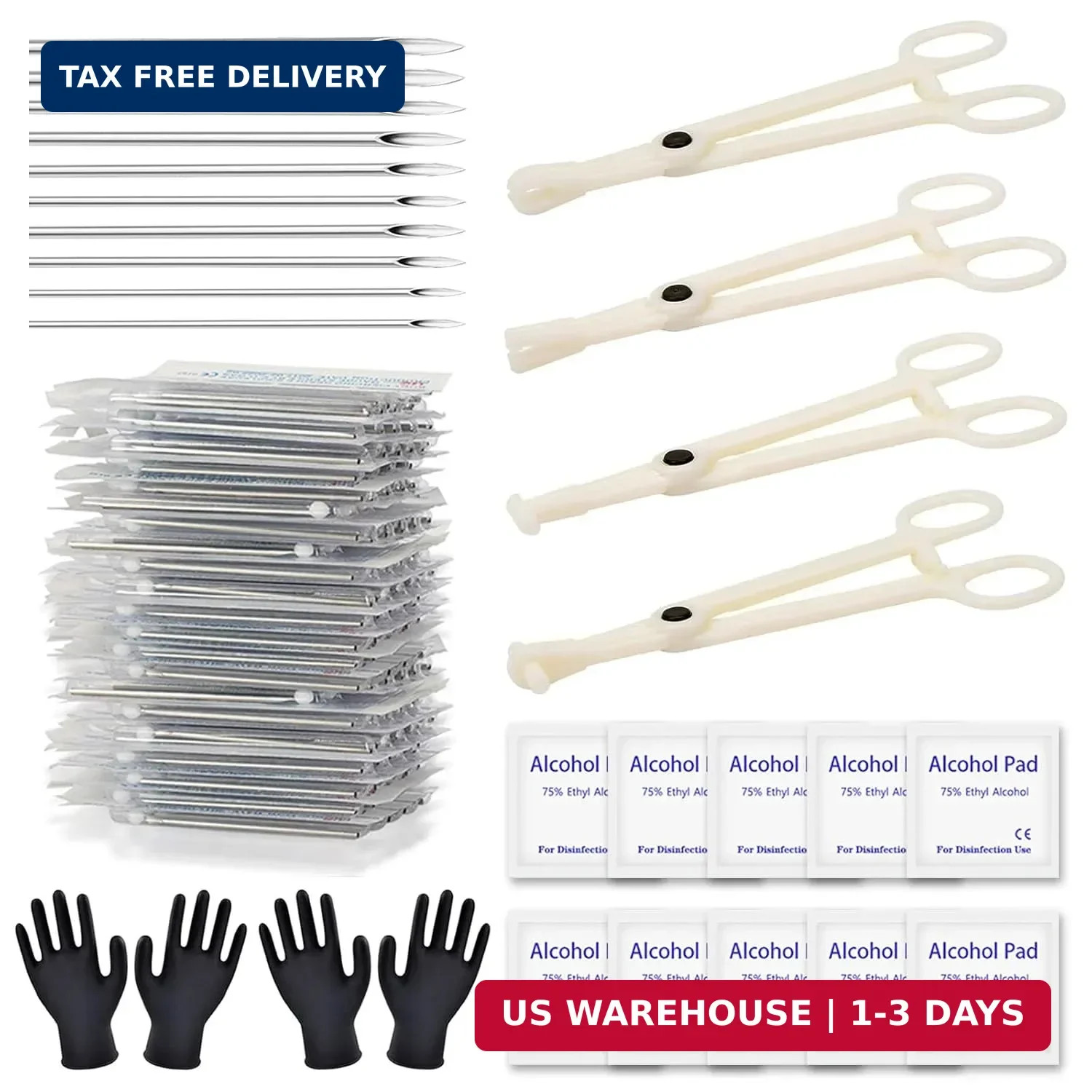 Rayyl Body Piercing Kit - 43Pcs Professional Piercing Tool Kit with 12G 14G 16G