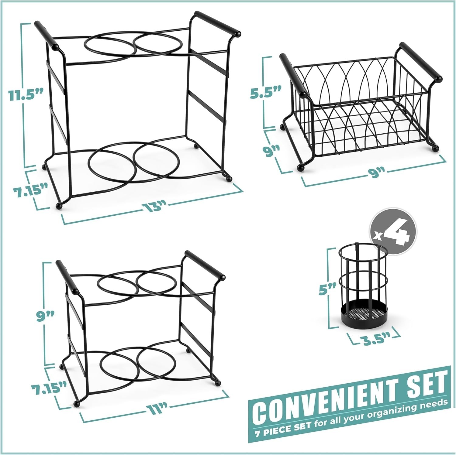 Buffet Caddy — 7-Piece Stackable Set Includes Plate, Napkin, and Silverware Hold