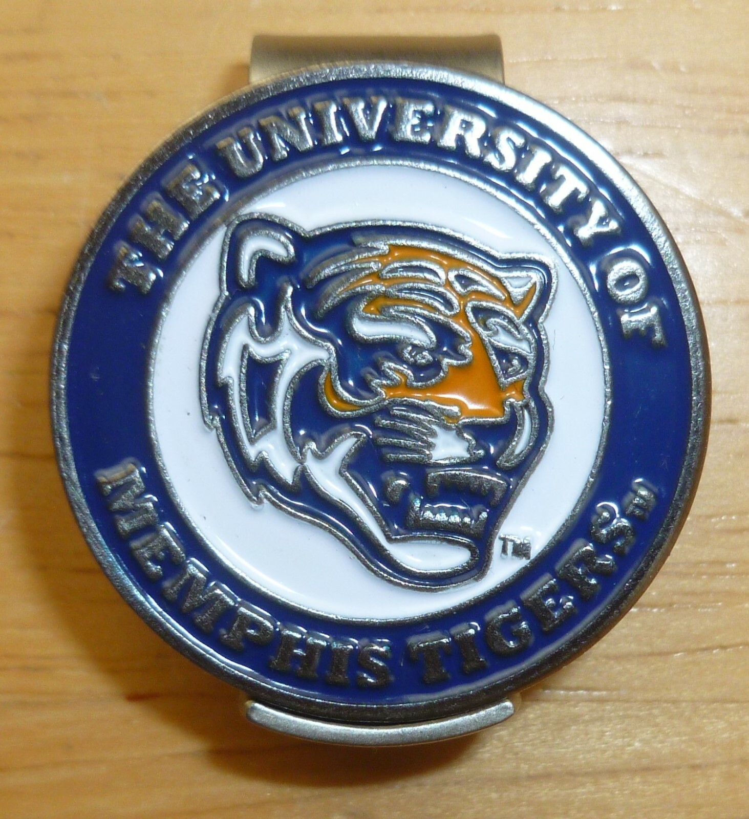 University of Memphis Tigers 2 sided Golf Ball marker 1" Hat clip NCAA