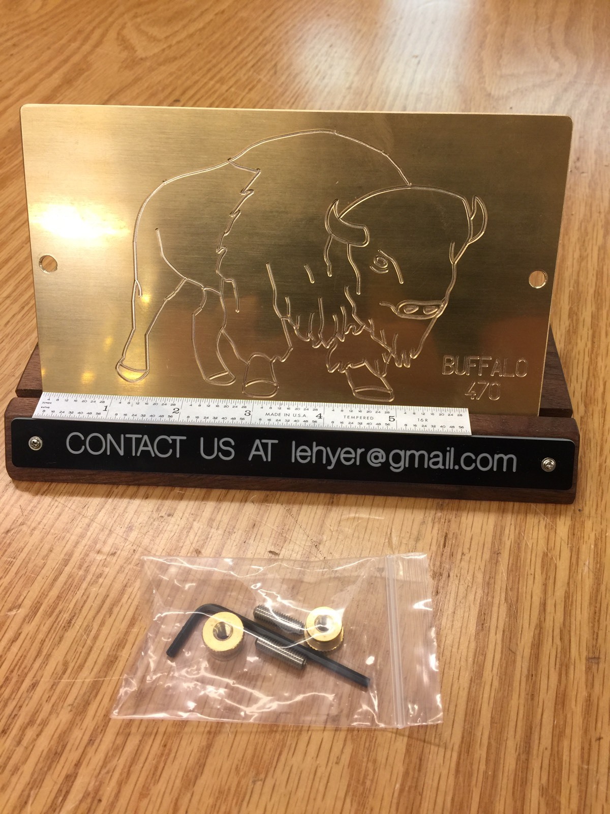 VERY LARGE  !  BUFFALO BRASS MASTER ENGRAVING TEMPLATE FOR NEW HERMES FONT TRAY