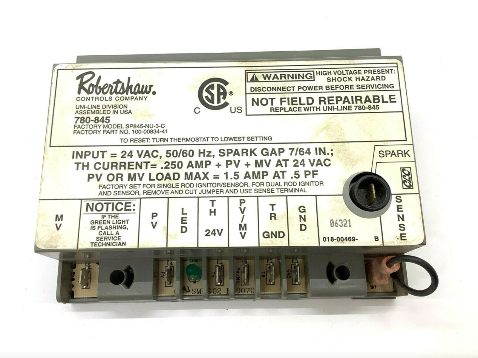 780-845 Robertshaw Universal Ignition Control Module 100-00834-41 used working