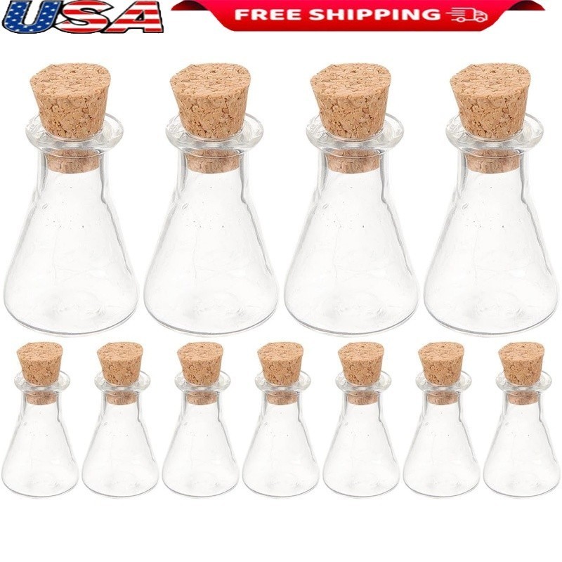 Mini Glass Bottles W/ Cork Stoppers DIY Jewelry Wishing Bottles Crafts New
