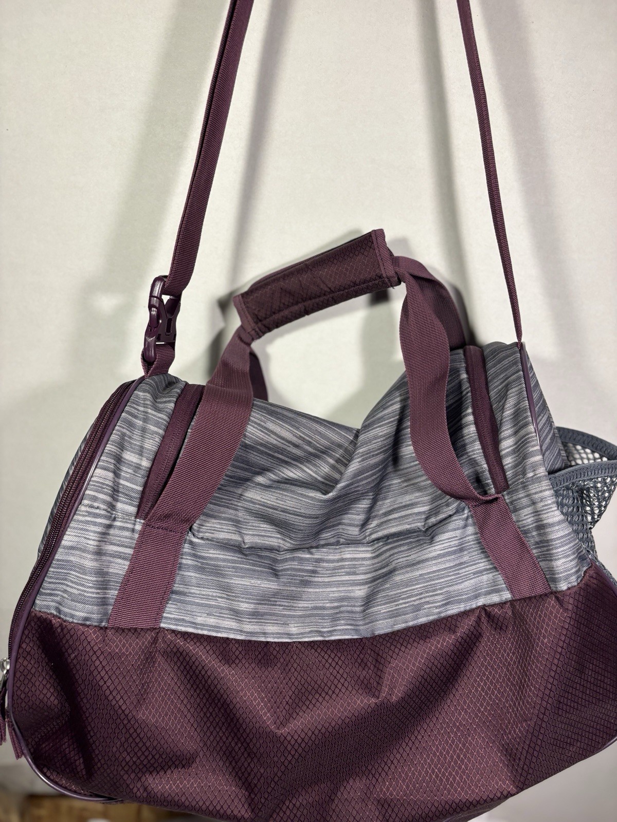 Adidas Women's Squad Gym Duffel Bag Gray and Purple One Size
