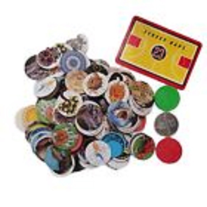 Vintage Pogs Milk Caps Lot – 200 Pieces + 6 Slammers + 1 Gameboard – Street Kaps