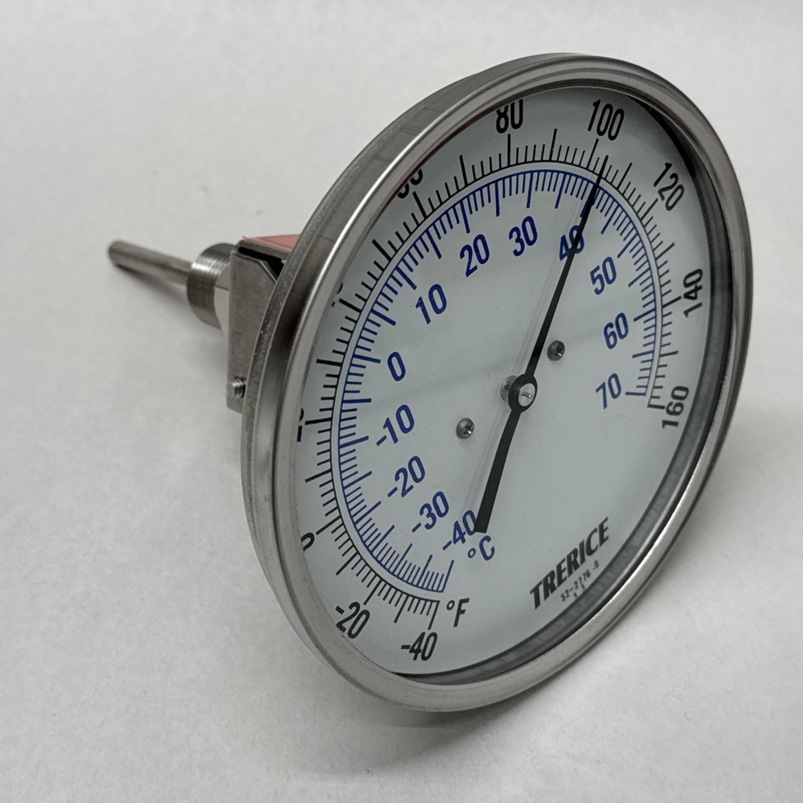 TRERICE B8560202 Bi-Metal Thermometer 5.0”, 1/2” NPT Adjustable Angle -40/160 F