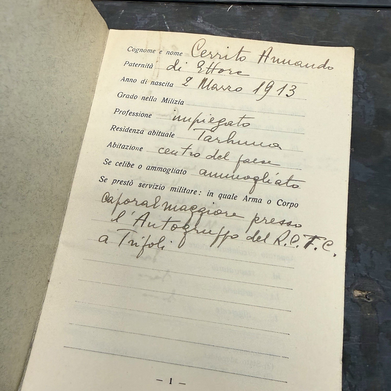 Original WWII Italian 2nd Libyan Legion MVSN Training Booklet