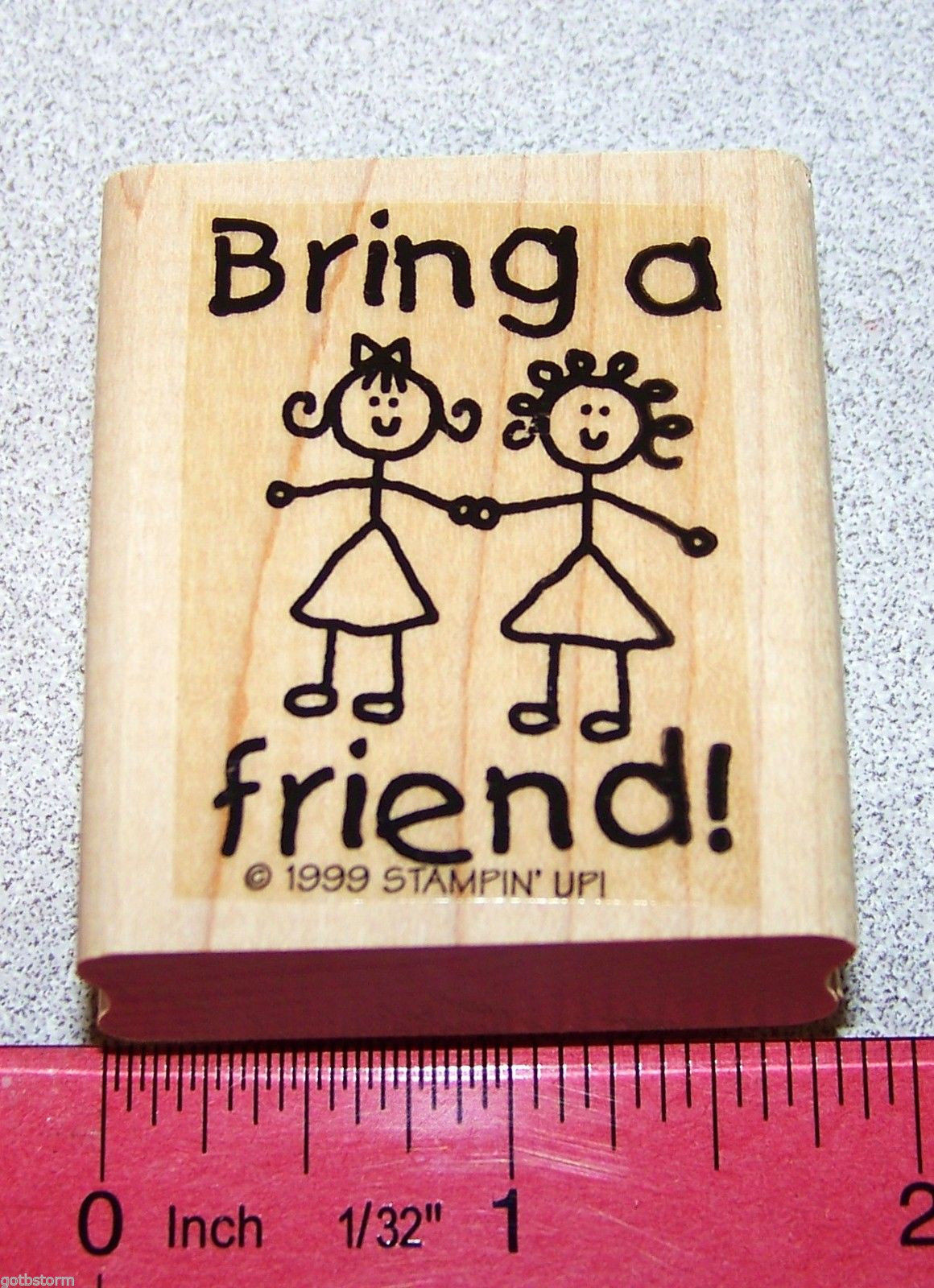 Bring a Friend Rubber Stamp Single Cute Party Invite Stampin Up Business Memos