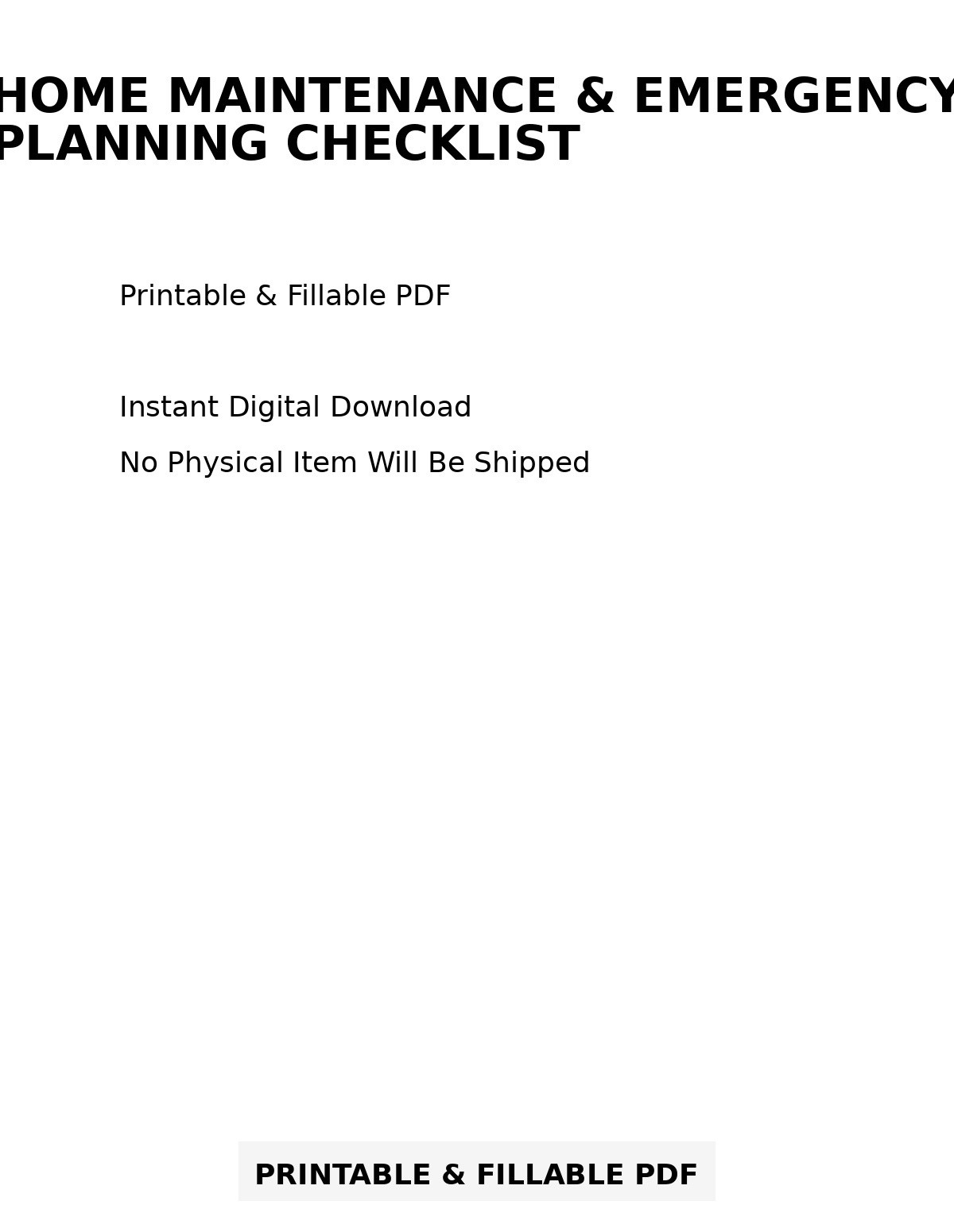 HOME MAINTENANCE CHECKLIST & EMERGENCY INFO | FILLABLE & PRINTABLE PDF
