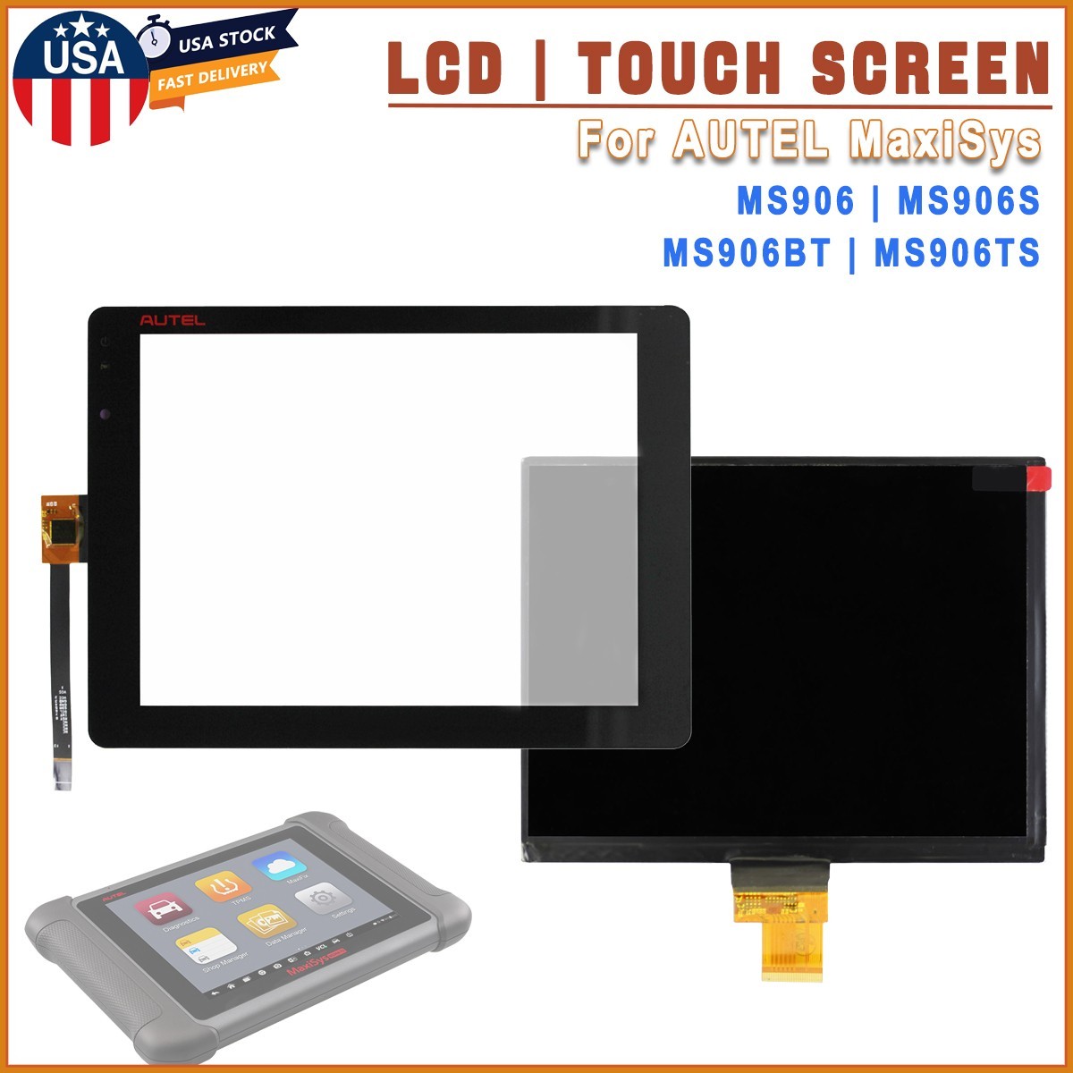 LCD Display & Touch Screen Digitizer For Autel MaxiSys MS906 MS906BT MS906TS NEW