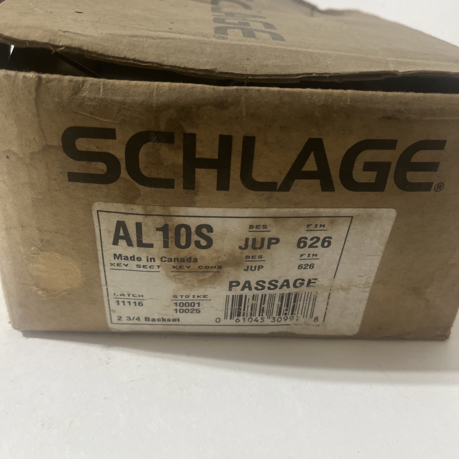 SCHLAGE AL10S JUP 626 PASSAGE FUNCTION  In Original Box Sold For Parts Or Repair
