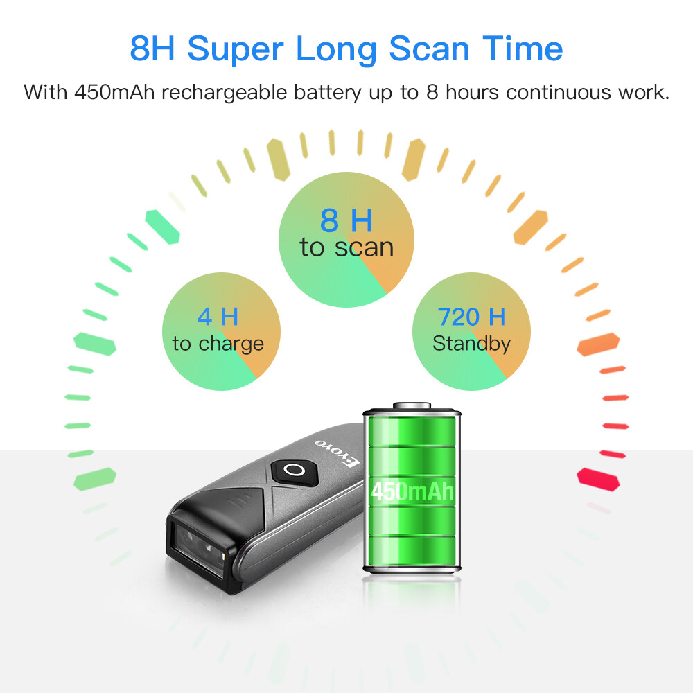 EYOYO 5PCS Mini Wireless 2D QR Code Barcode Scanner Bluetooth USB Reader for PC