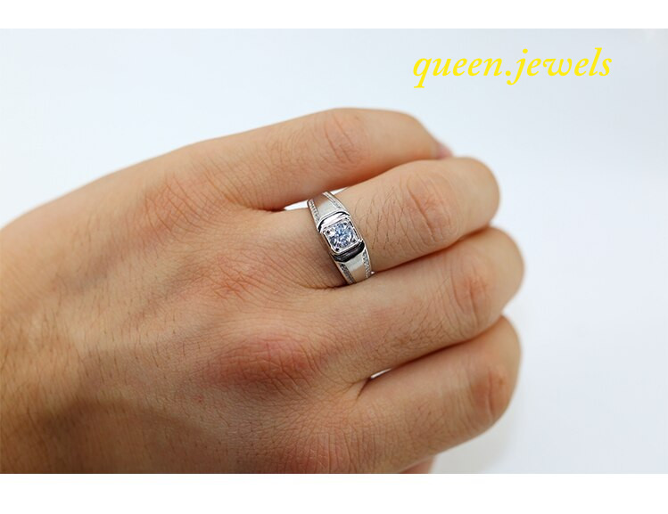 14K White Gold Over Men's Engagement Ring 1.54CT Round Cut Lab Created Diamond