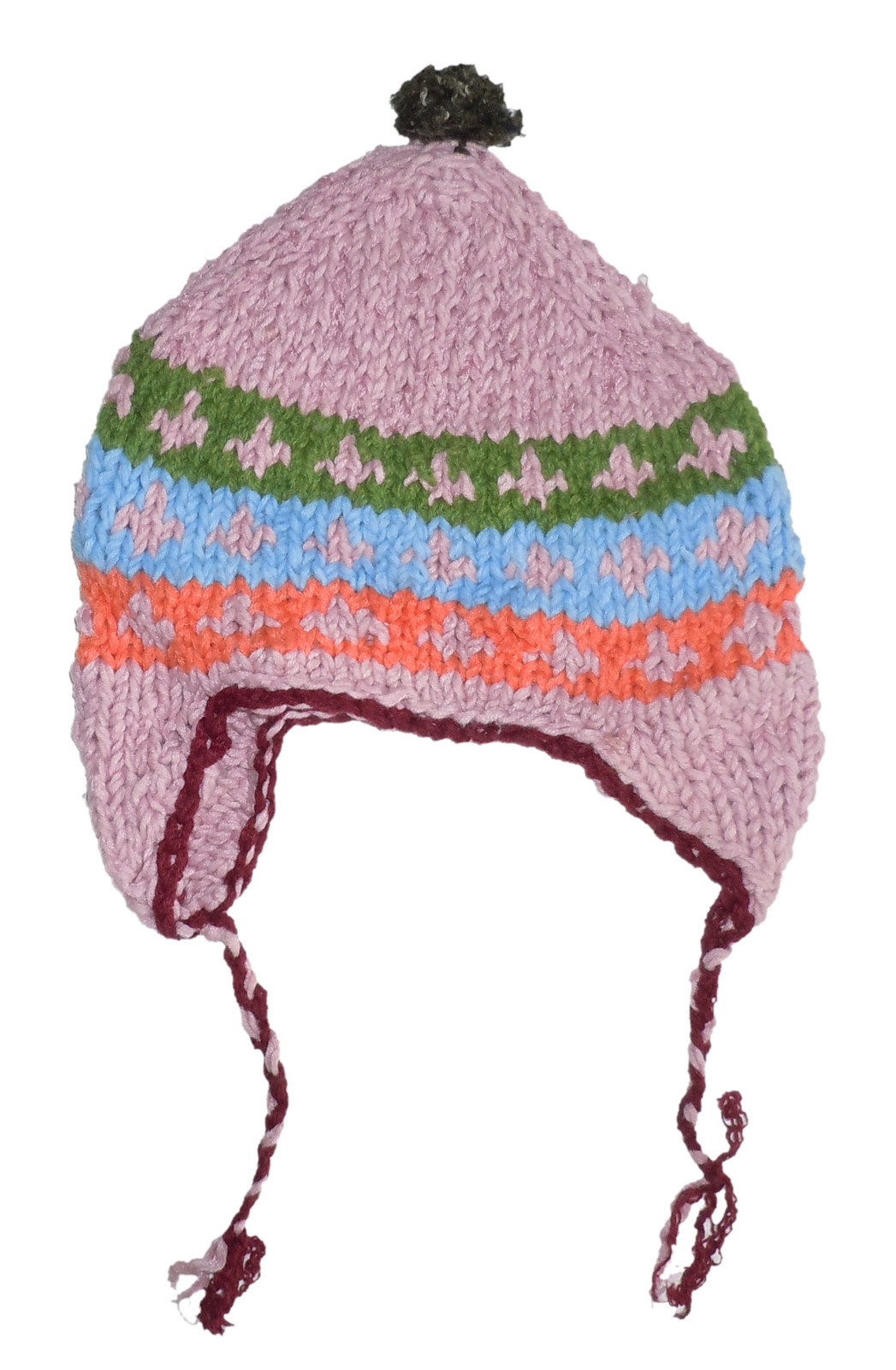 Winter HAT - Colorful Handmade Pakistani Wool - Adult Knitted Hippie Ski Cap H4