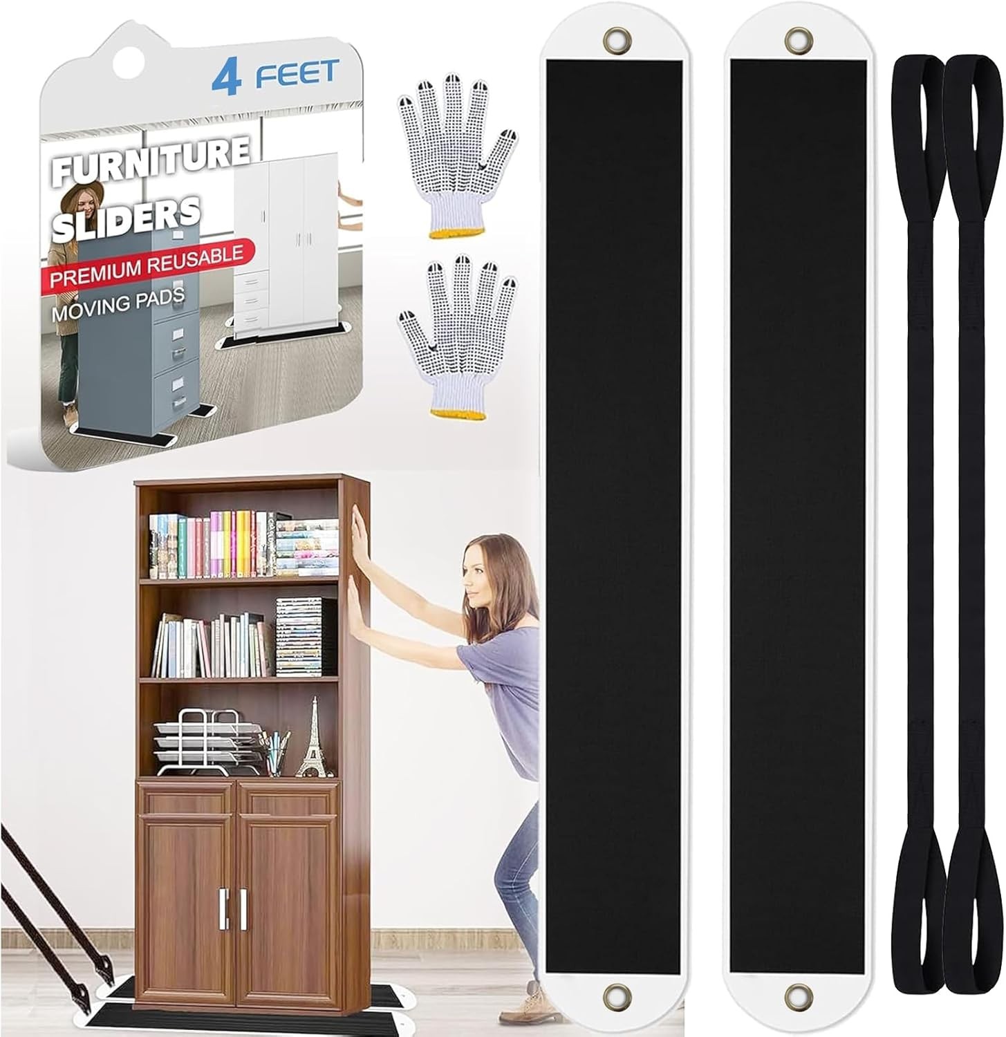 2 Pack Large Furniture Slides for Moving Heavy Items on Carpet, 4’ Length