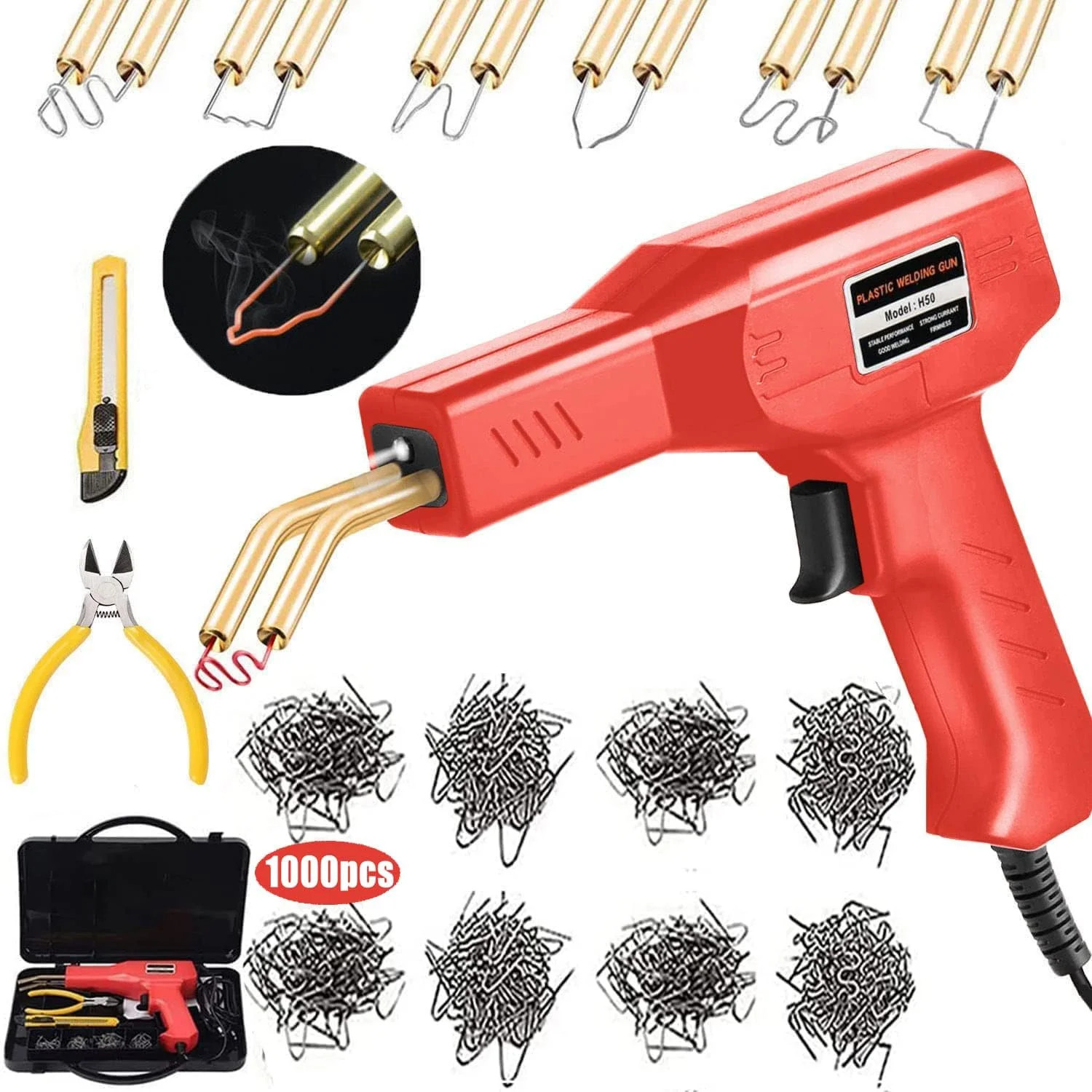 Plastic Welding Machine Car Bumper Repair Kit,6Types 1050 Staples Plastic Weldin