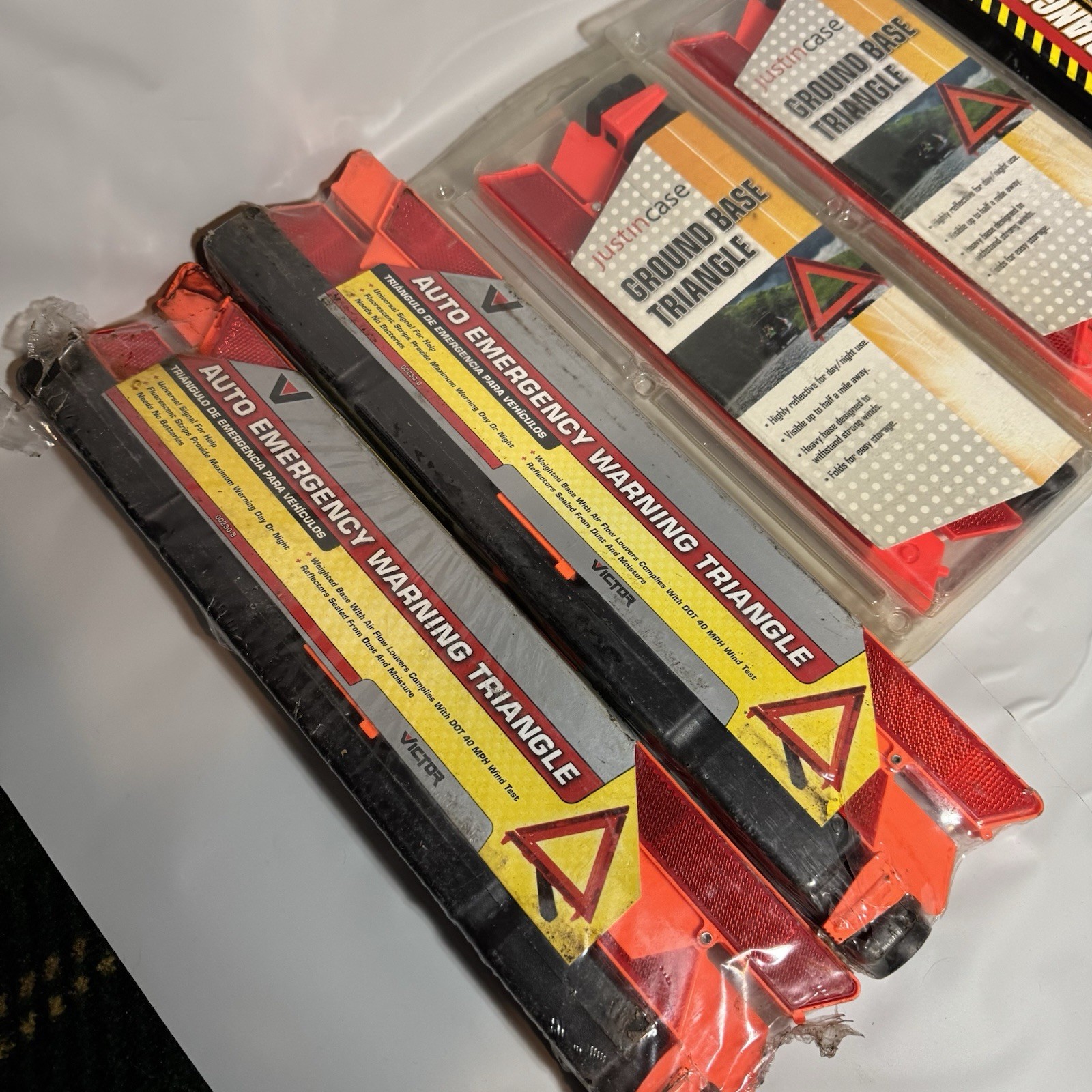 6 Sets Victor Auto Emergency Warning Triangles Traffic Safety Triangle Road NEW