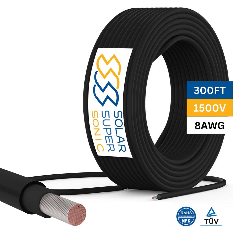 1500V PV Wire - TUV Certified Solar Cable - 8/10/12 AWG - Black/Red - 100/300 FT