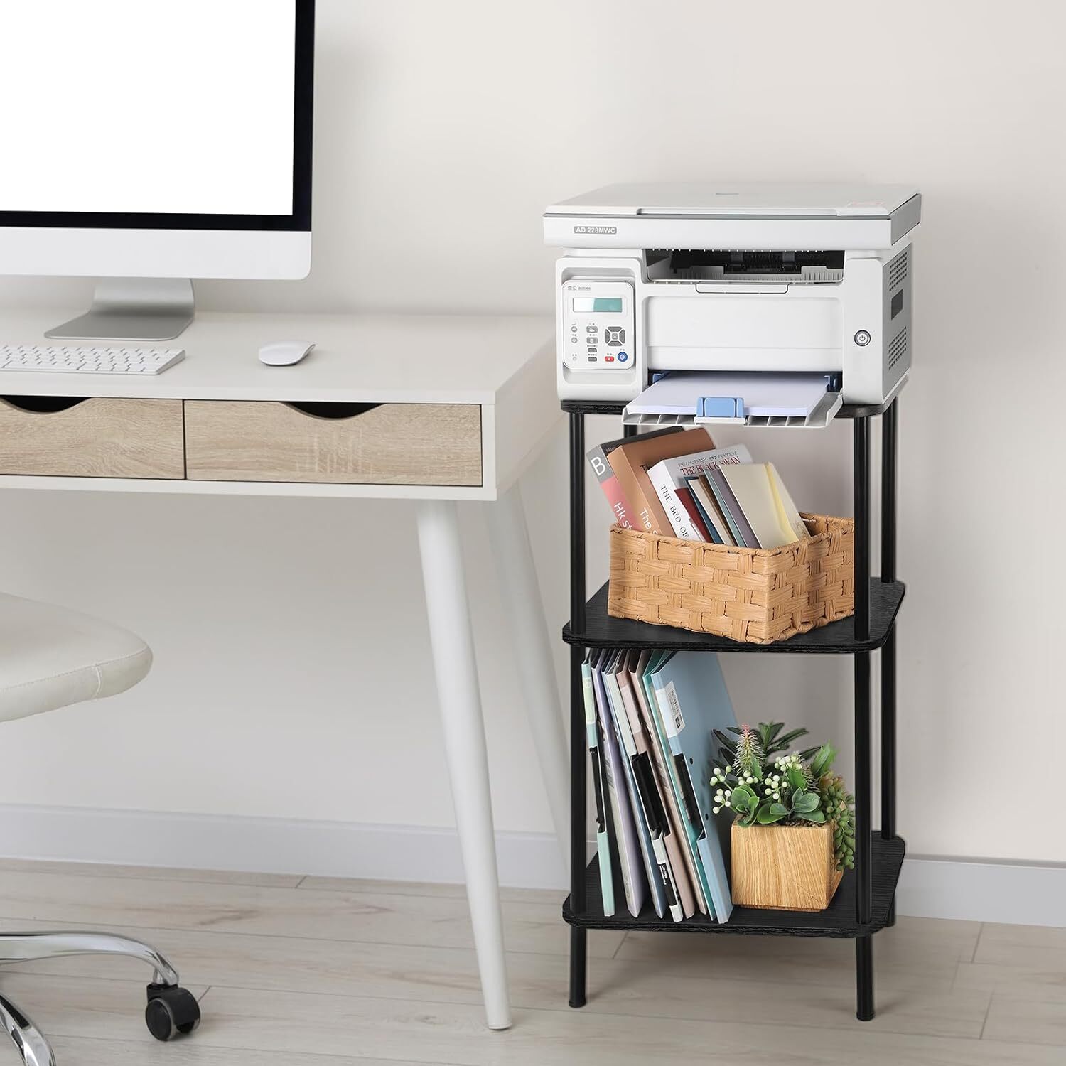 3 Tier End Table, Telephone Table, Narrow Side Table with Storage for Sofa Couch