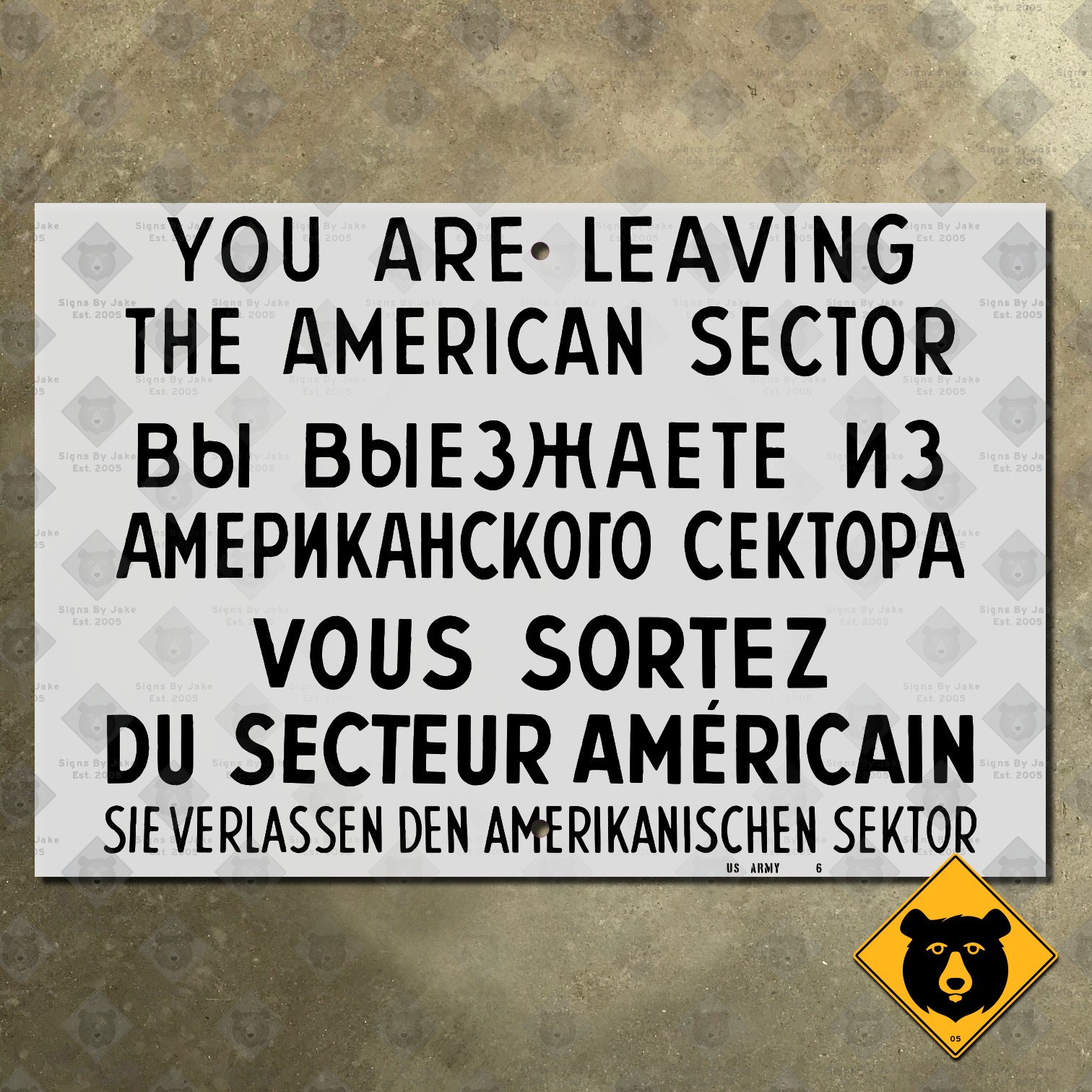Checkpoint Charlie Sign Leaving American Sector 1961 Berlin Wall Cold War 21x14