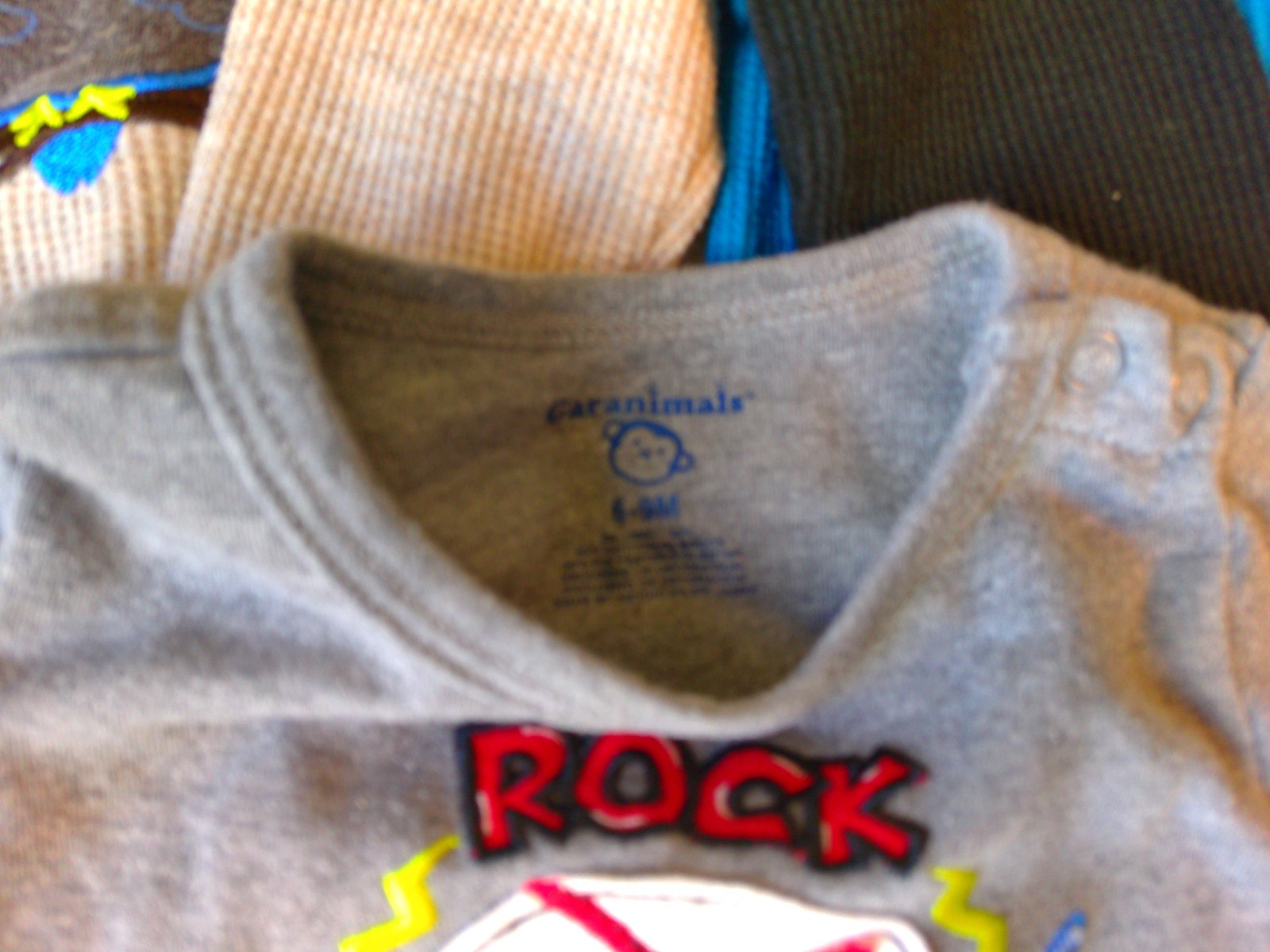 3 Garanimals 6-9mo Long Sleeve BodySuit Owls Tractor RockStar CA2