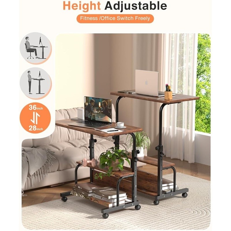 Multifunctional Adjustable Height Desk W/ 3 Layer Storage Office & Gaming New