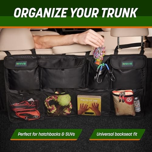 DRIVE - Back Seat Trunk Organizer, Space Saving Hanging Car Organizer,
