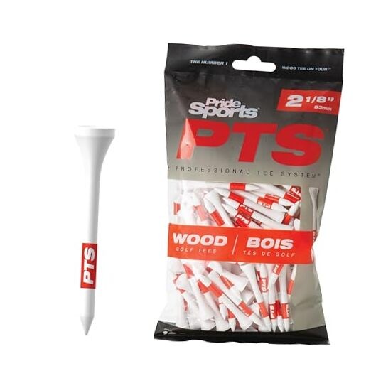 PTS Wood Golf Tees | 2-1/8 Inch | #1 Wood Tee on Tour | Best 2-1/8" 120 Count