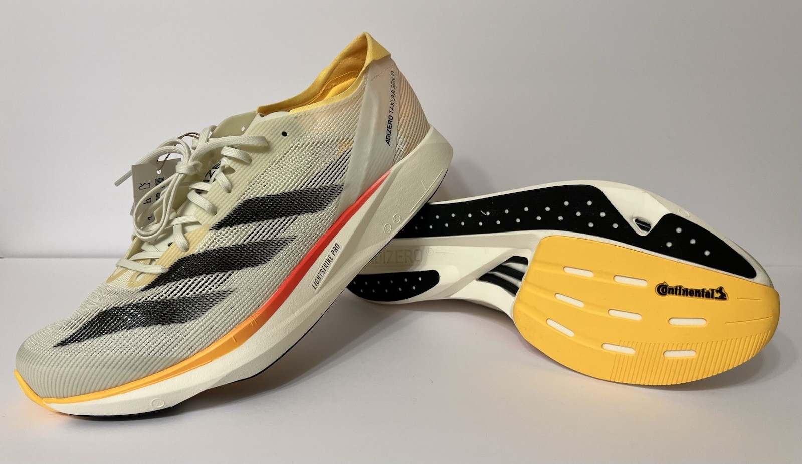Adidas Adizero Takumi Sen 10 Running Shoes ‘Sun Fire’ Ivory Pack IG8202 Mens 11