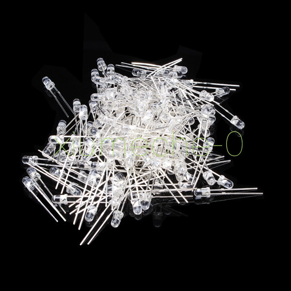 100Pcs F3 3MM White Color White Light Round Superbrigh​t LED Lamp NEW