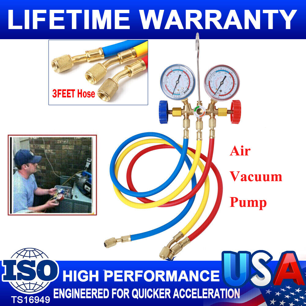 Air Conditioning Diagnostic Manifold Gauge Test Professional Tools Kit HVAC A/C