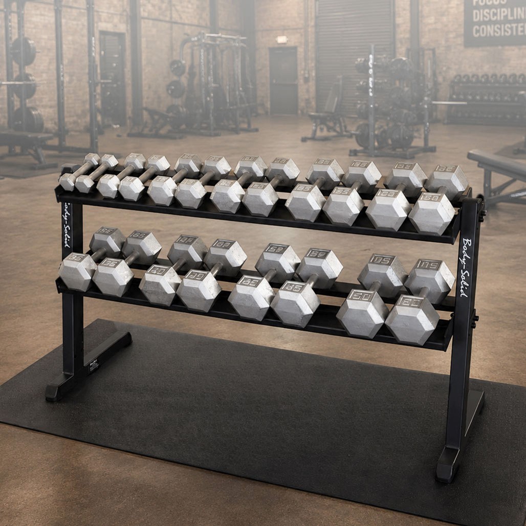 Body-Solid 5-50 lb. Hex Dumbbell Set with GDR60 Commercial Rack