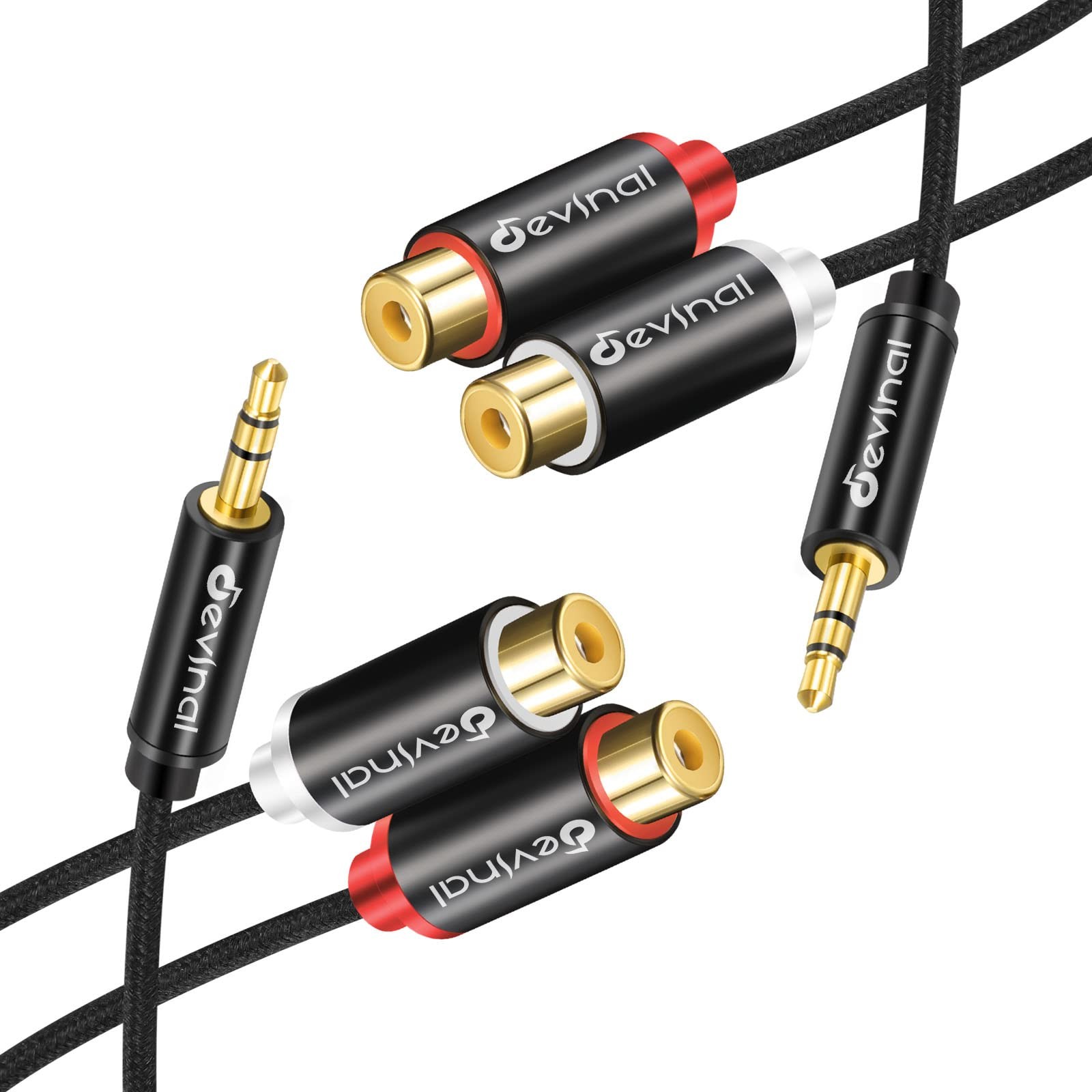 Devinal RCA to Aux Cable, 3.5mm 2 1 feet, Female Dual