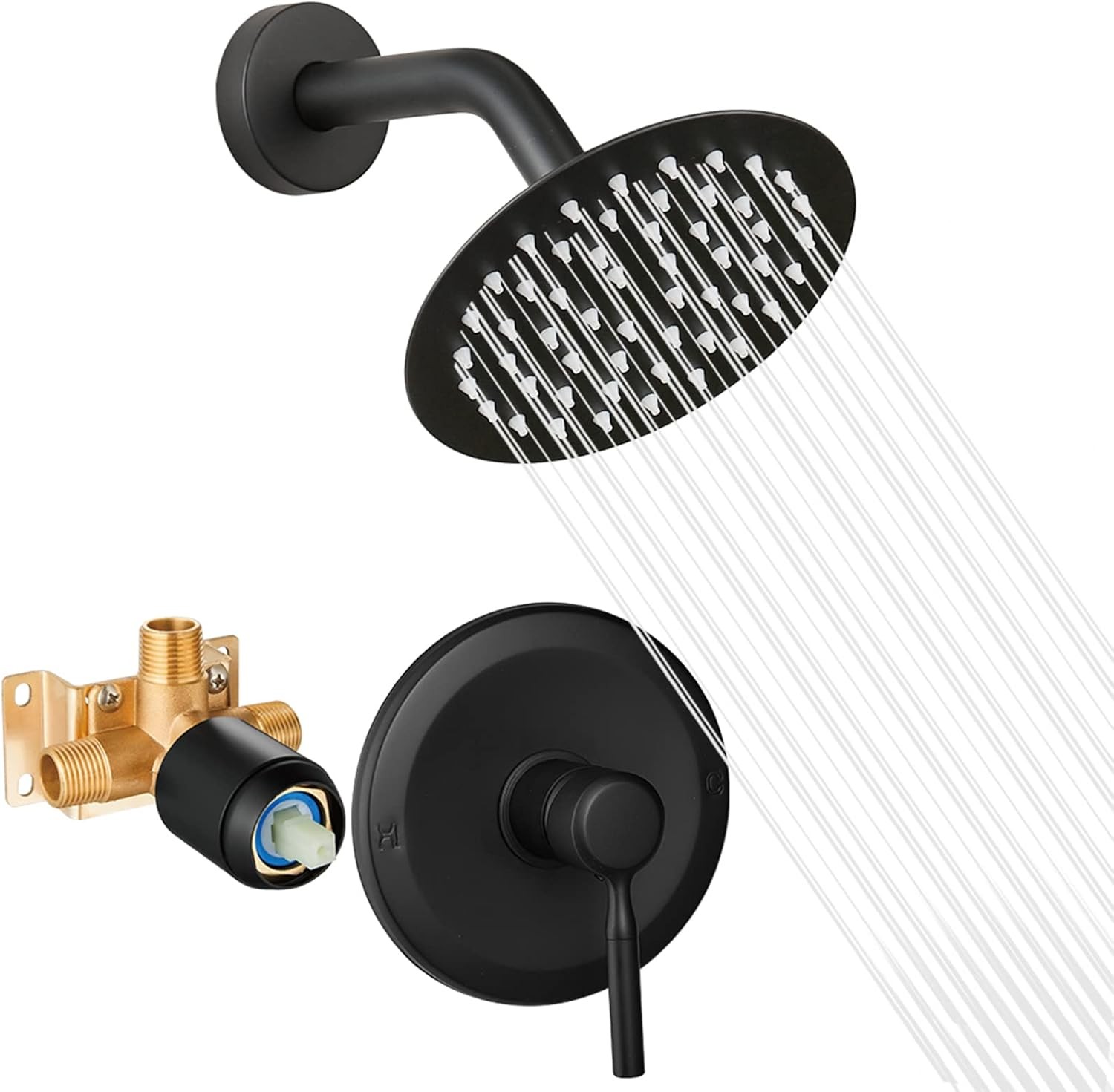 Shower Head And Faucet Set Complete With Valve Shower Fixtures6 Inch Rain Shower