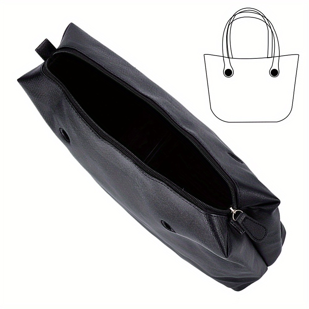 1pc PU Leather Beach bag Organizer Insert bag Inner Pocket with Zipper Black