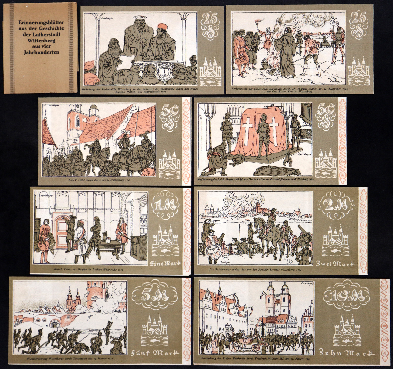 WITTENBERG 1922 RARE w/Bundle Wrapper! "Martin Luther" Complete Notgeld Series