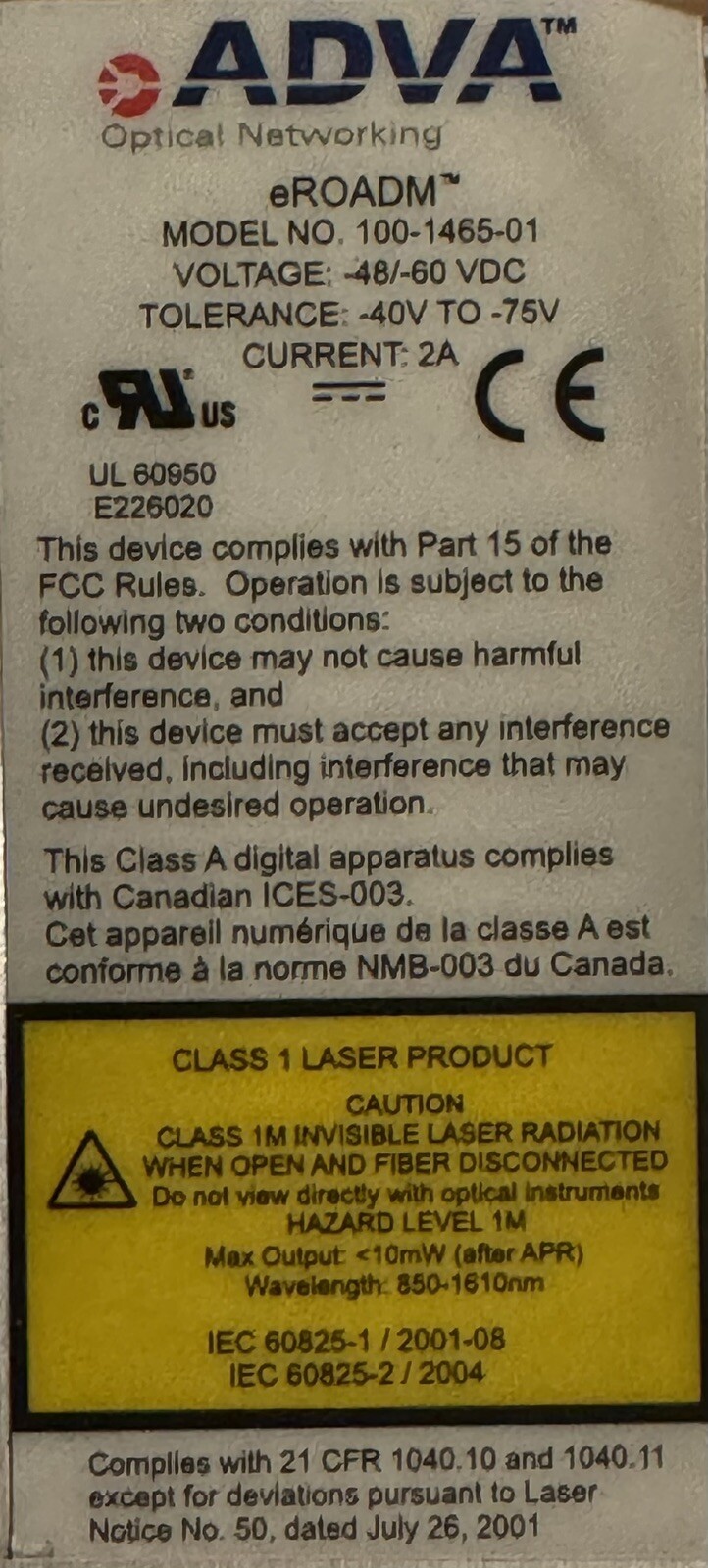 NeoPhotonics 1000002735 Passive Component From ADVA eROADM