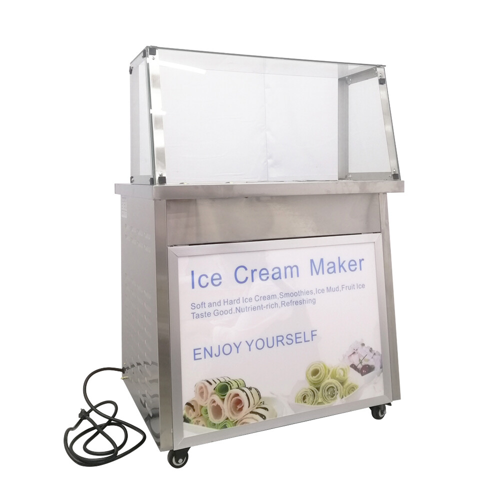 Commercial Rolled Ice Cream Machine, Ice Roll Machine Yogurt Cream Machine 110V