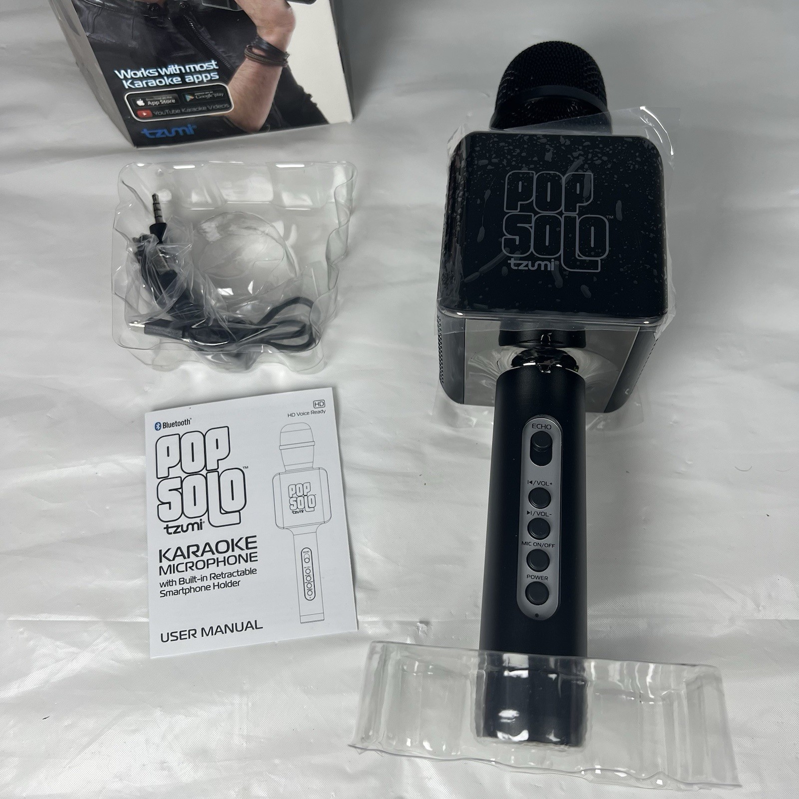 Pop Solo Karaoke Microphone & Speaker Bluetooth Smartphone Holder