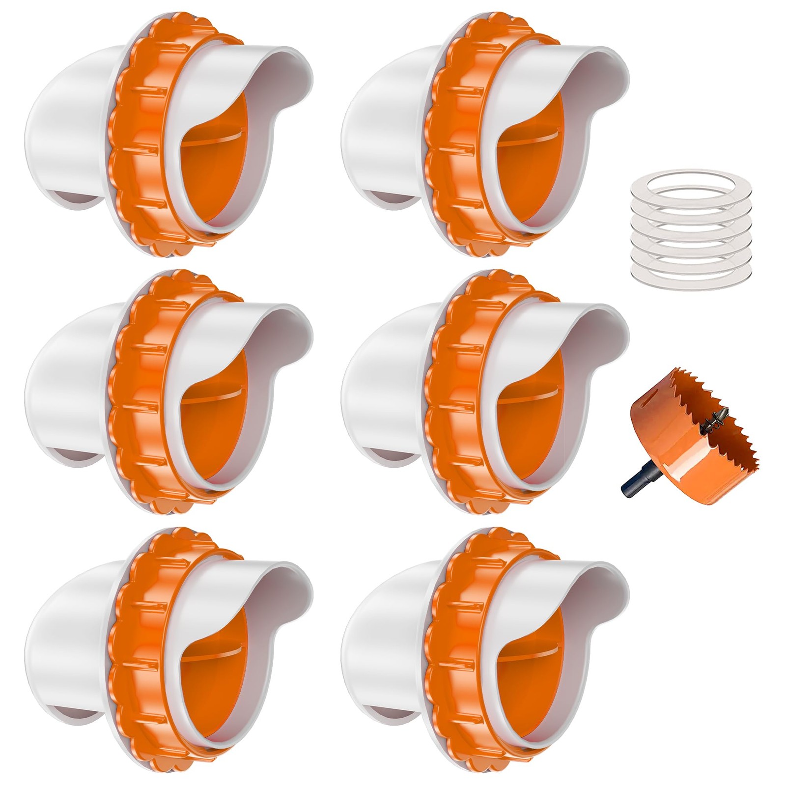 ZenxyHoC DIY Chicken Feeders No Waste, 6 Ports Poultry Feeder 6 Ports, Orange