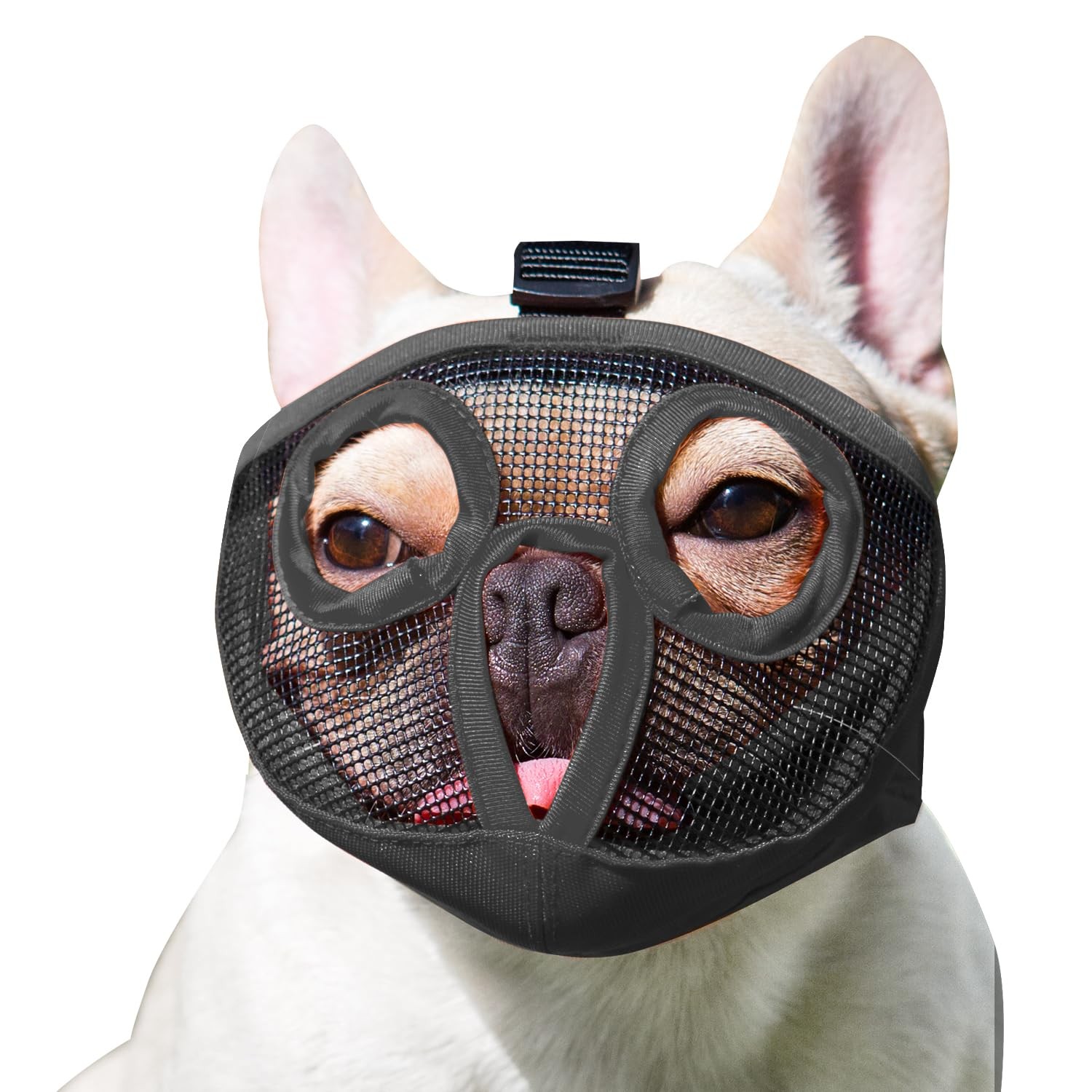Short Snout Dog Muzzles-Bulldog Muzzle Breathable Mesh Mask for Biting Chewing