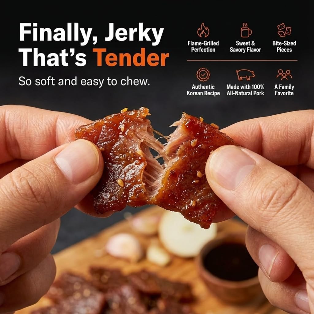 Golden Island Pork Jerky Korean BBQ Flavored, Specialty 9 Ounce (Pack of 2)
